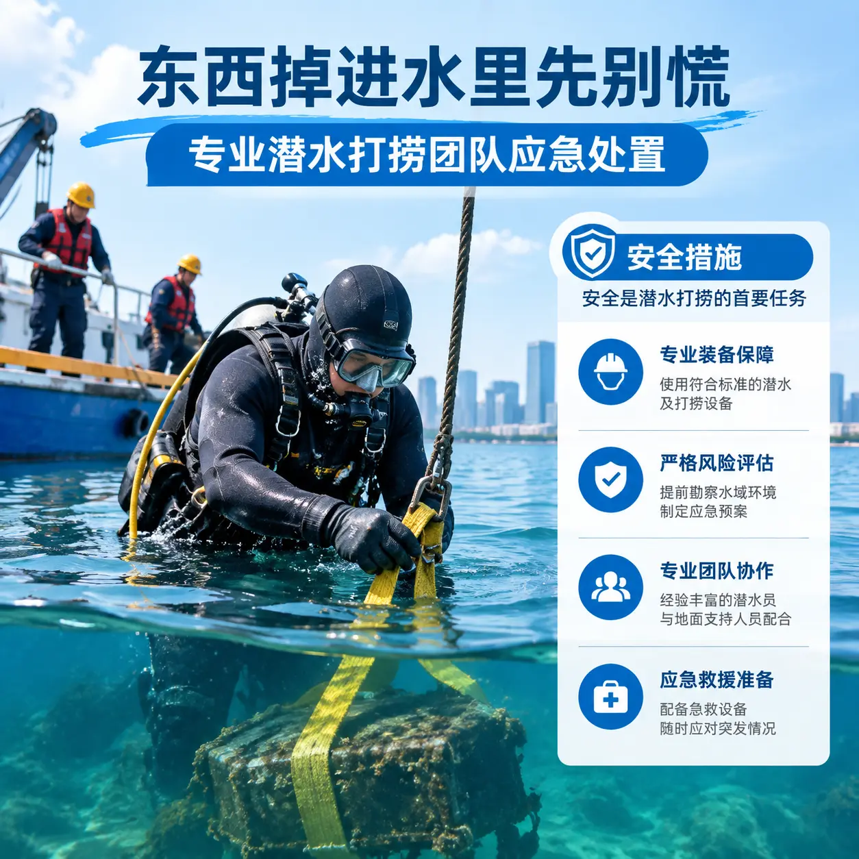 滨州东西掉进水里先别慌，专业潜水打捞团队应急处置